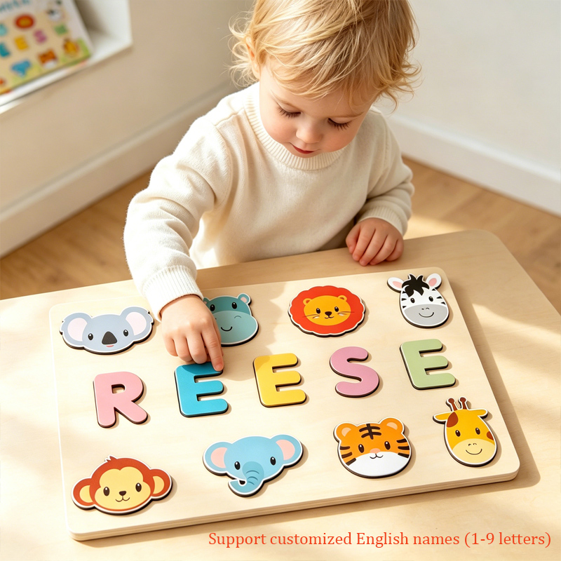 Kids Education Name - Montessori Personalised Wooden Puzzle Custom Baby