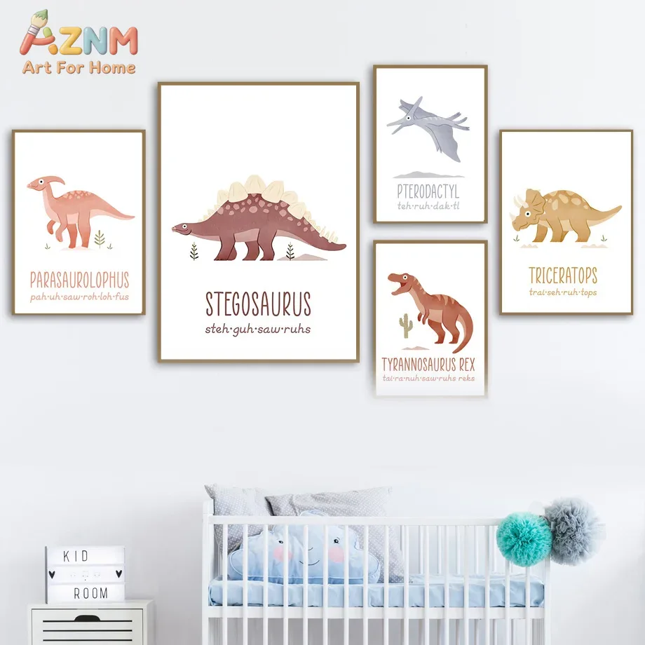 AZNM Cute Watercolor Dinosaur  - Kids Education Name recension och pris