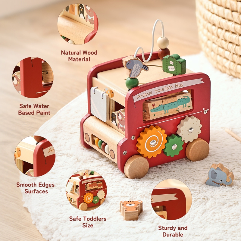 Wooden Bus Toy Custom Name Fre - Kids Education Name recension och pris