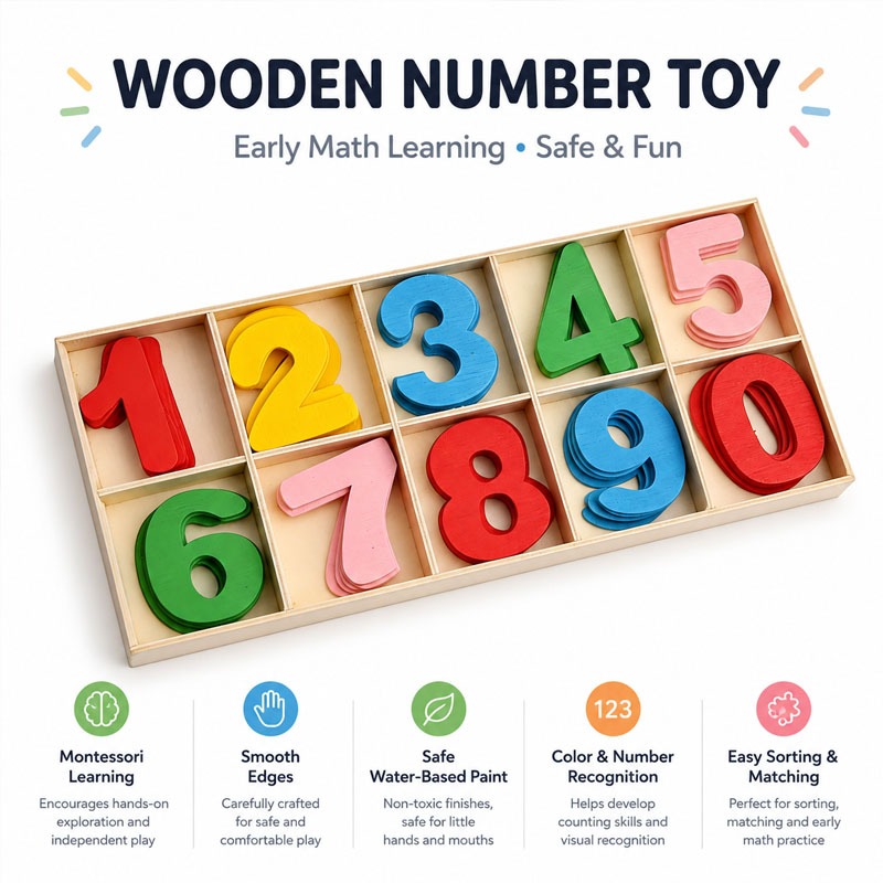 Wooden Number Set Craft Digits - Kids Education Name recension och pris