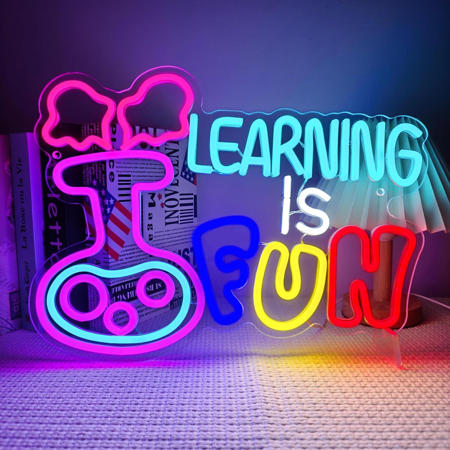 Learning Is Fun Neon Sign USB  - Kids Education Motivation recension och pris